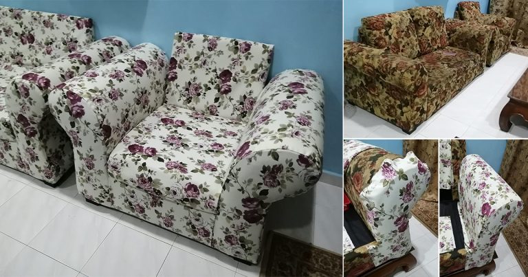 Macam Beli Baru! DIY Ganti Sarung Sofa, Cuma Perlu Kain, Stapler & Jahit Jelujur