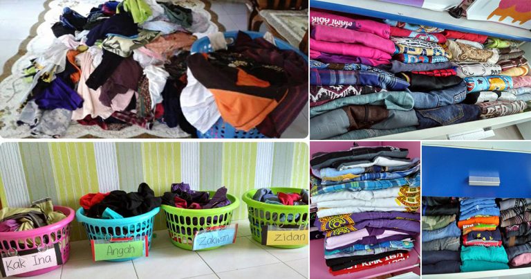 Teknik Urus Kain Baju Tak Berlipat Yang Menimbun. 10 Minit Boleh Setel!