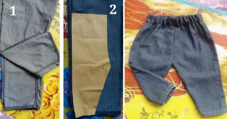‘Recyle’ Jeans Lama Kita Jadi Seluar Jeans Anak Pula, Jahit Tangan Pun Boleh