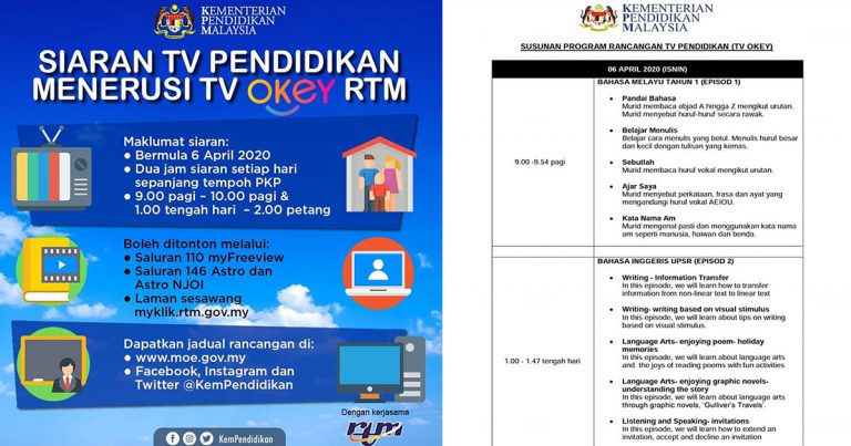 Program TV Pendidikan Bermula Hari Ini, Boleh Minta Anak Tonton Ikut Jadual !