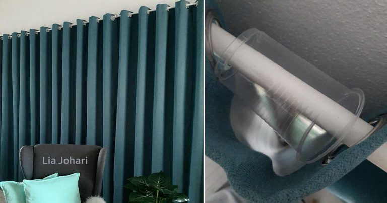 Trik Susunan Langsir Eyelet Jadi Sama Sekata, Guna Cawan Plastik Saja