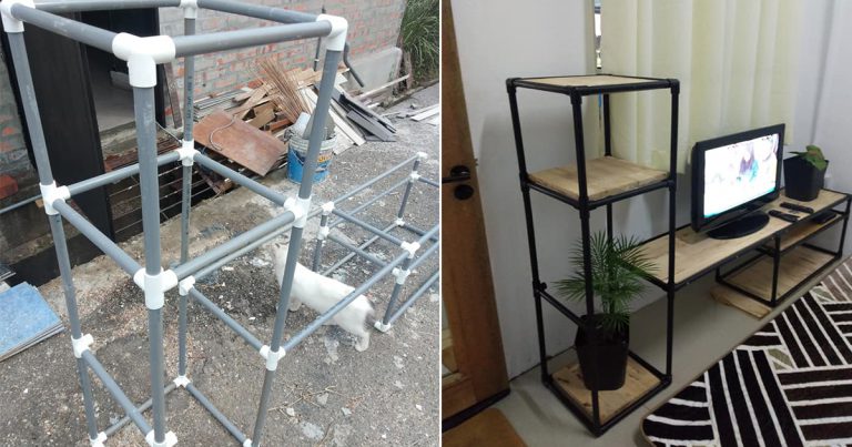 DIY Rak TV Bajet Dari PVC, Sekali Pandang Macam Rak Ikea