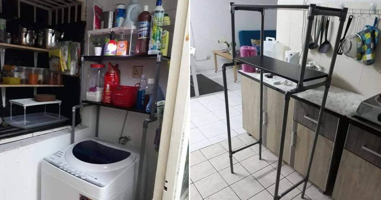 DIY Rak Barang Mesin Basuh Dari Paip PVC, Tak Perlu Terbongkok Ambil Sabun