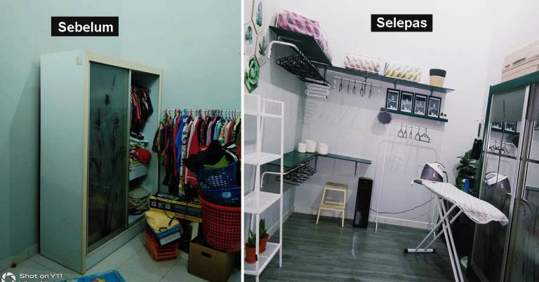 Make Over Ruang Rehat Famili Jadi Open Wardrobe. Semua Pakaian Letak Setempat, Barulah Kemas