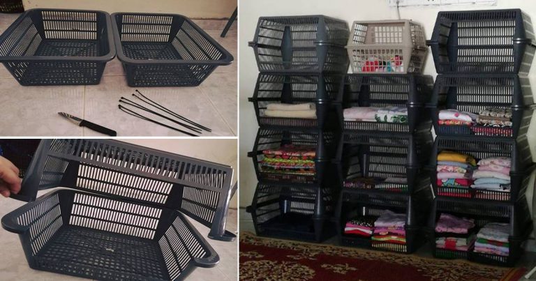 DIY Rak Baju Bajet Dari Bakul Plastik. Hasilnya Duit Jimat & Pakaian Kemas