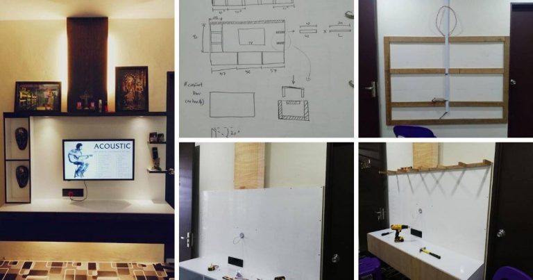 Mudahnya DIY Rak TV Tanpa Cat Bajet Hanya RM500, Paling Berbaloi Boleh Sorok Wayar Berselirat!