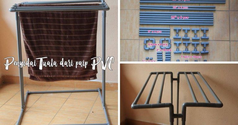 Bapa Ini Kongsi DIY Penyidai Tuala Dari Batang Paip PVC. Hasilnya Kukuh & Elak Masalah Tahi Lalat Berulang!