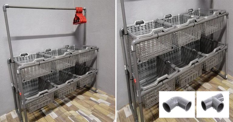 Kalau Belum Ada Bajet Beli Almari, Boleh DIY Rak Baju Guna PVC, Modal Cuma RM 40. Banyak Boleh Isi