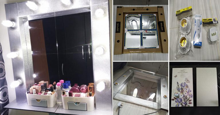 Buat Sendiri Vanity Mirror Versi Bajet, Guna Barang Kedai RM2 Saja. Jimat!