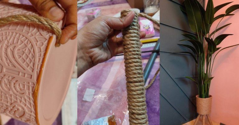 DIY Pasu Hiasan Plastik Jadi Menarik, Hanya Guna Barang Kedai RM2 Saja. Begini Cara Buatnya!