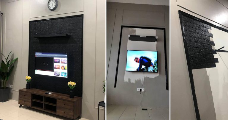 Cuma Tampal Wallpaper 3D & Kayu Wainscotting, Ruang TV Terus Nampak Kemas & Bergaya
