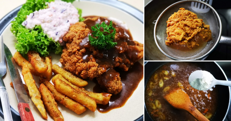 Buat Sendiri Chicken Chop Siap Dengan Brown Sauce. Tak Renyah Manapun, Bahan Guna Yang Ada Di Dapur Saja