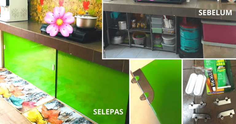 DIY Mudah Pintu Bawah Table Top Dapur, Tak Perlu Guna Langsir. Lagi Kemas