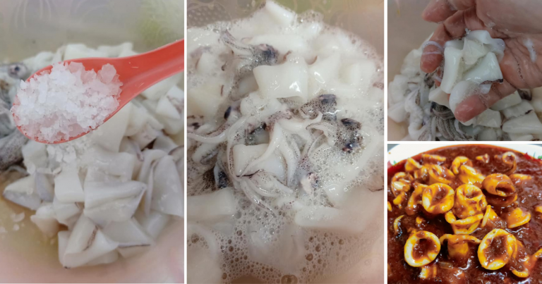 Ramas Sotong Dengan Garam Sampai Berbuih Sebelum Masak Sambal, Teknik Sotong Kekal Pejal & Tak Berair