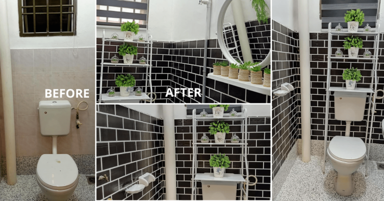 Makeover Bilik Air Cara Bajet, Tampal Wallpaper Kalis Air, DIY Lantai Epoxy. Terus Berubah Wajah