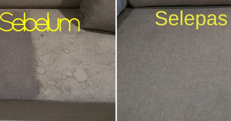 Cuma Bersih Guna Air Panas, Kesan  Tompokan Kotor Pada Sofa Fabrik Terus Hilang. Tak Perlu Beli Pencuci Khas