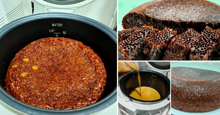 Buat Kek Sarang Semut Guna Rice Cooker Pun Boleh. Hasilnya Tetap Penuh Sarang