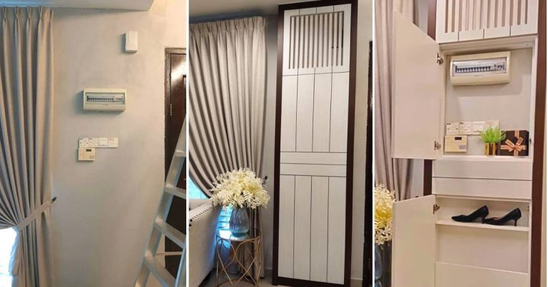 Idea ‘Cover’ Dinding Banyak Suis Supaya Nampak Kemas. Buat Kabinet Pelbagai Guna Macam Ni