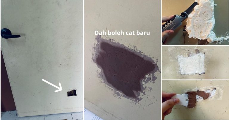 DIY Tampal Pintu Kayu Yang Pecah Atau Berlubang. Jimat, Tak Perlu Beli Pintu Baru