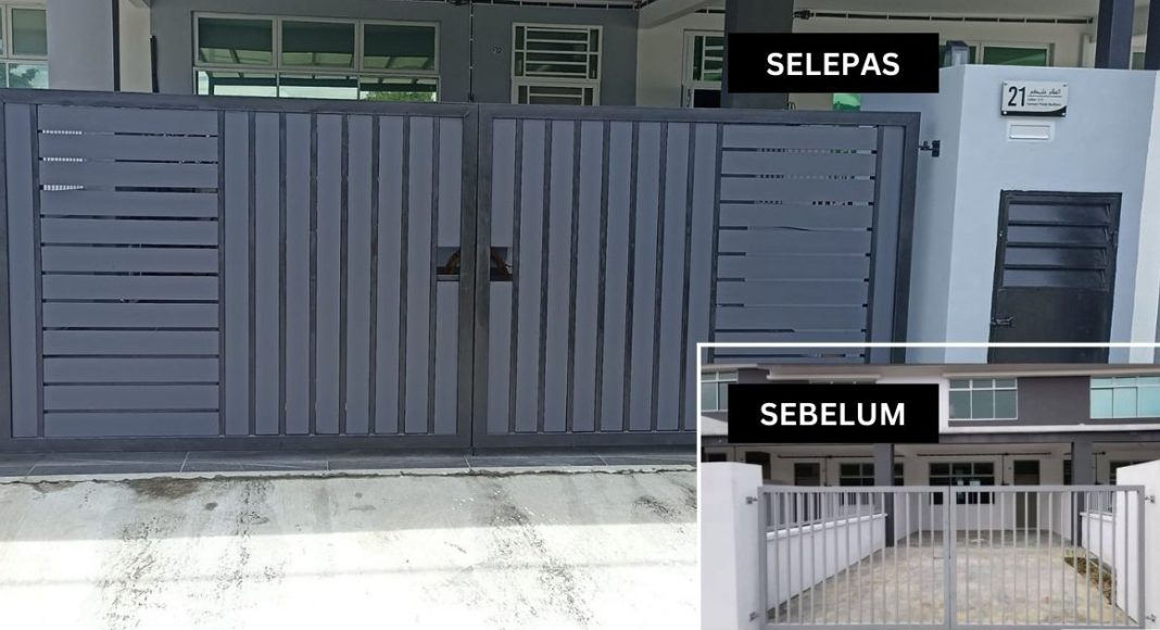 DIY Ubah Pintu Pagar Tanpa Beli Baru, Guna Aluminium Panel. Lagi Jimat