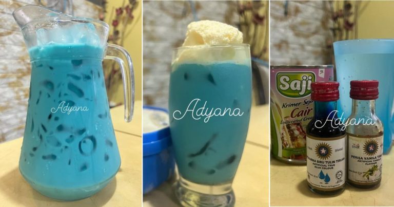 Buat air Vanilla Blue Dengan Aiskrim Untuk Berbuka, Memang Teruja Nak Minum