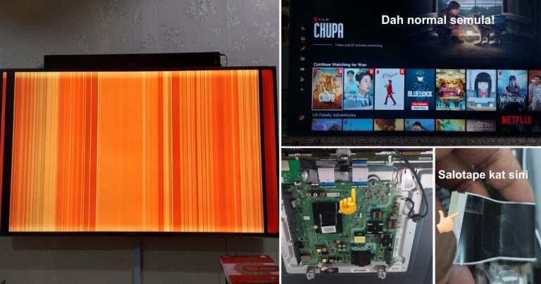Baiki Sendiri TV Rosak Skrin Berjalur. Modal Sellotape Saja, Jimat Beratus-Ratus