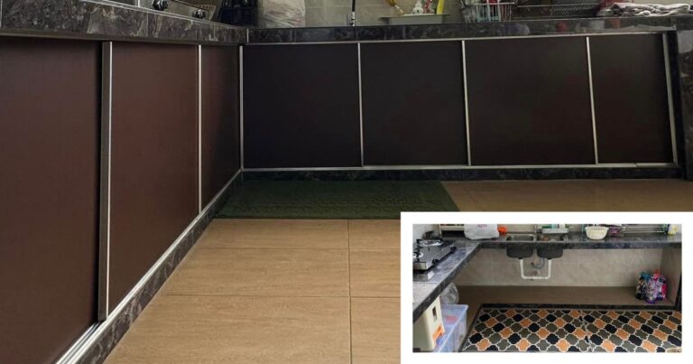 Pintu Kabinet Dapur Ini Buat Guna Board Plastik & Railing Langsir Saja. Tapi Hasilnya Kemas & Bajet