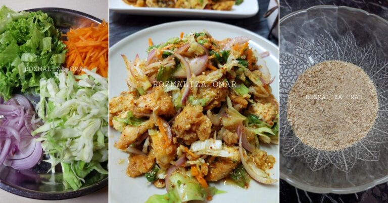 Cara Buat Kerabu Ayam Goreng, Masam, Manis & Pedas Bersatu. Penuh Sayur Sesuai Untuk  Yang Sedang Diet