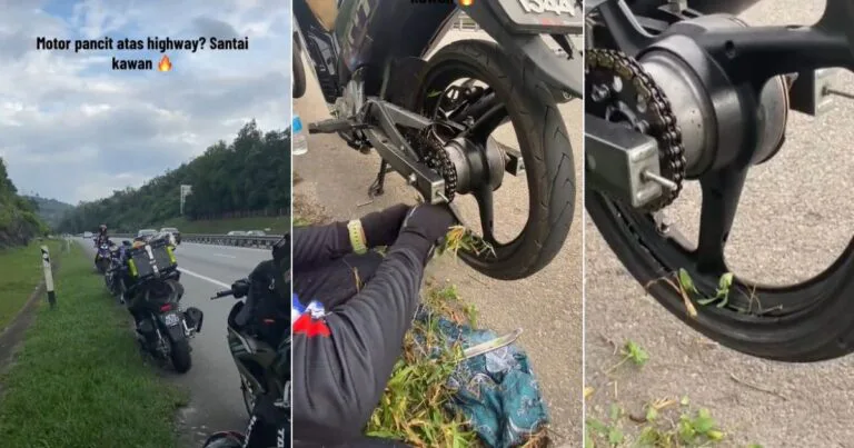 Tayar Pancit, Penunggang Motor Kongsi Trik Kecemasan Guna Rumput