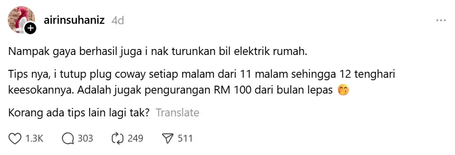Tip Mudah Kurangkan Bil Elektrik Yang Tinggi, Selain Tutup Suis Penapis Air. Confirm Bil Turun