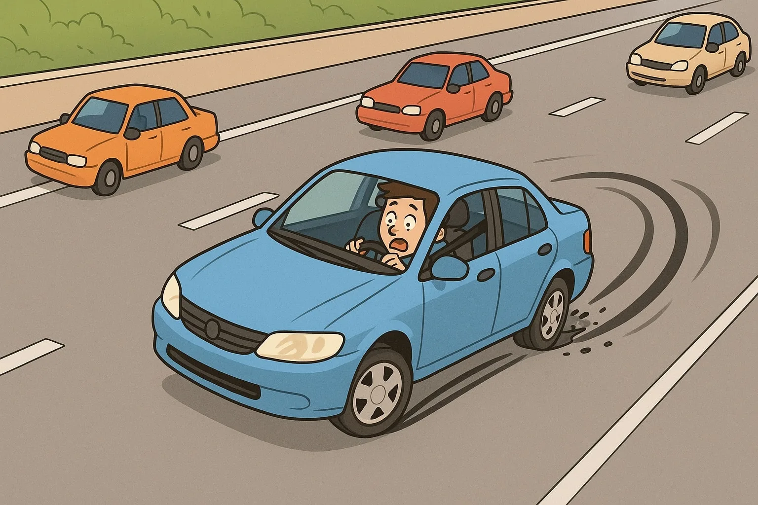 Tayar Kereta Pancit Waktu Tengah Laju Di Highway? Ini Cara Selamat Kawal Situasi Bahaya
