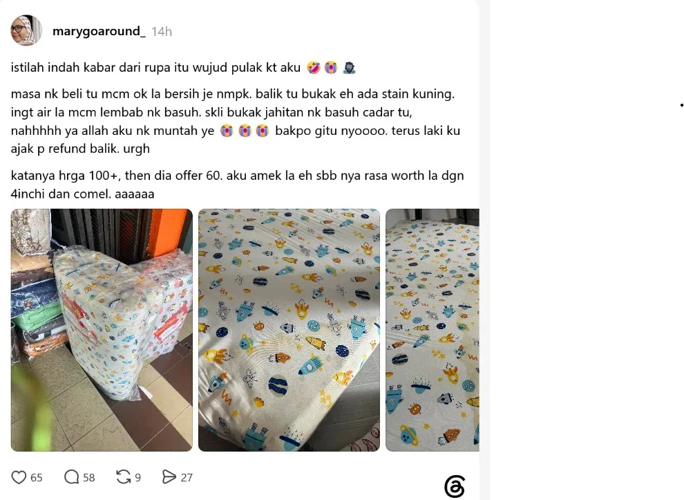 Wanita Dakwa Terbeli Tilam Lama Disarung Baharu, Buka Cadar Terus Rasa Nak Muntah 4 Wanita Dakwa Terbeli Tilam Lama Disarung Baharu, Buka Cadar Terus Rasa Nak Muntah