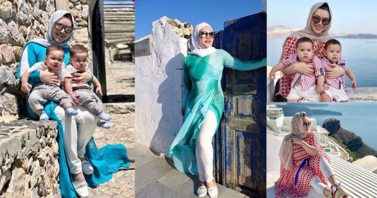 Bawa Anak Kembar Bercuti ke Santorini, Baby Comel Tapi Penampilan Zizie Izzete Lebih Curi Perhatian