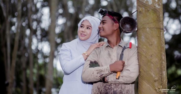Antara Dua Darjat, Jurugambar Ini Kongsi Foto Kahwin Comel Si Jururawat dan Penoreh Getah