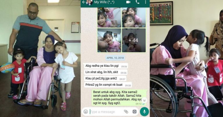 ‘Lin Tak Larat, Lin Letih, Tolong Jaga Anak-anak’. Mesej Isteri Hidap Kanser Mohon Redha Untuk ‘Pergi’ Dahulu Sentuh Hati Netizen