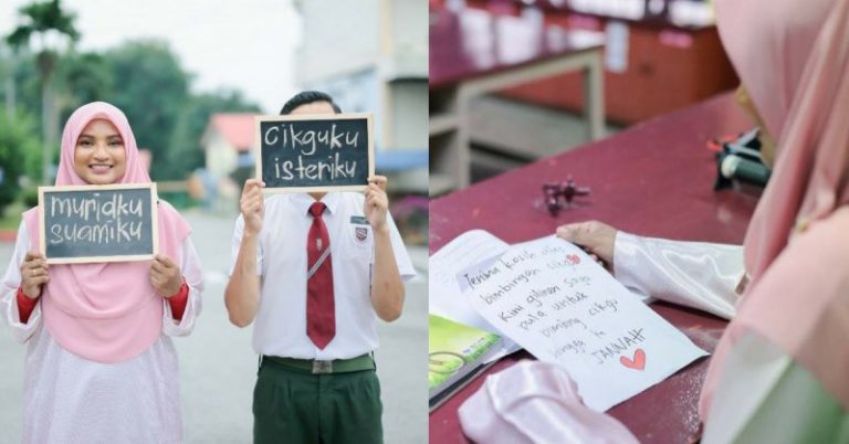 Kahwin Guru Sendiri, Kini Giliran ‘Murid’ Bimbing Cikgu Ke Jannah.  Pengantin Curi Tumpuan Pilih Sekolah Tempat Pertama Kali Bertemu Sebagai Lokasi Foto Perkahwinan