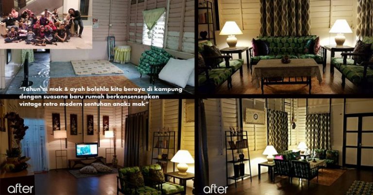 Mak, Raya Ni Rumah Mak Konsep Vintage Retro! Adik Beradik Ini Senyap-senyap Ubah Suai Rumah Pusaka Uzur Jadi Hadiah Raya